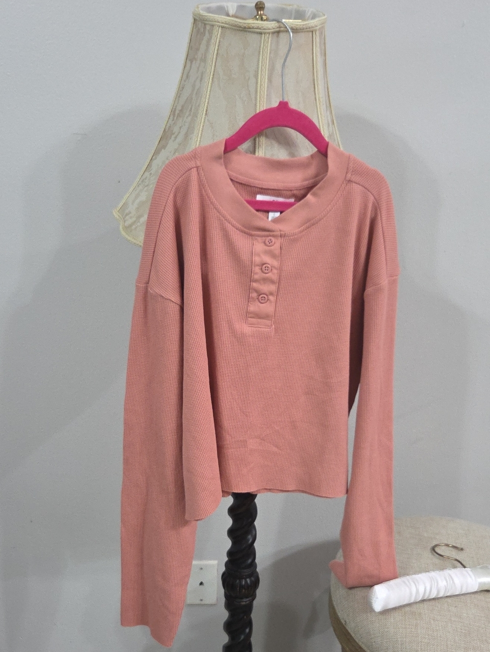 bp Girls' Long Sleeve Henley in Dusty Rose